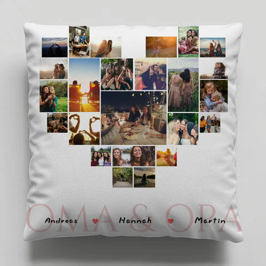 Fotocollage Kissen für Oma für Muttertag 24 Fotos & Namen