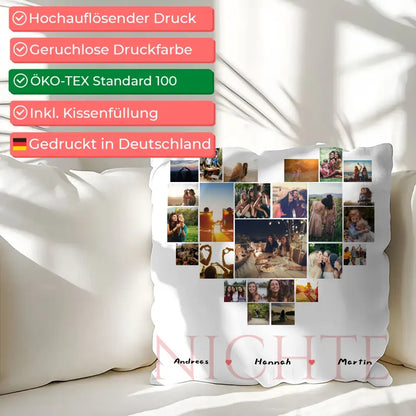 Fotocollage Kissen Herz für Nichte Personalisiert