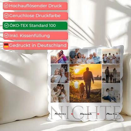 Personalisiertes Kissen für Nichte Fotocollage 8 Fotos & Namen