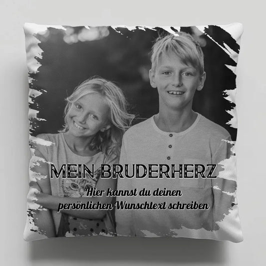 Personalisiertes Kissen Bruder 1 Foto & Wunschtext 1