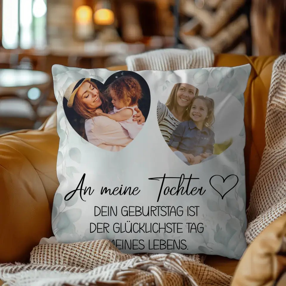 Kissen Personalisiert Mama für Muttertag mit 2 Fotos und Wunschtext