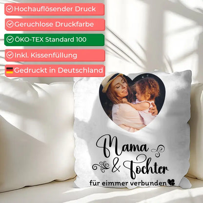 Personalisiertes Kissen Mama für Muttertag Für Herz Foto und Spruch