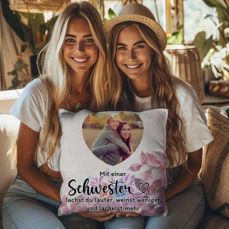 Foto Kissen Schwester Zum Geburtstag für Herz Foto Personalisiert 3