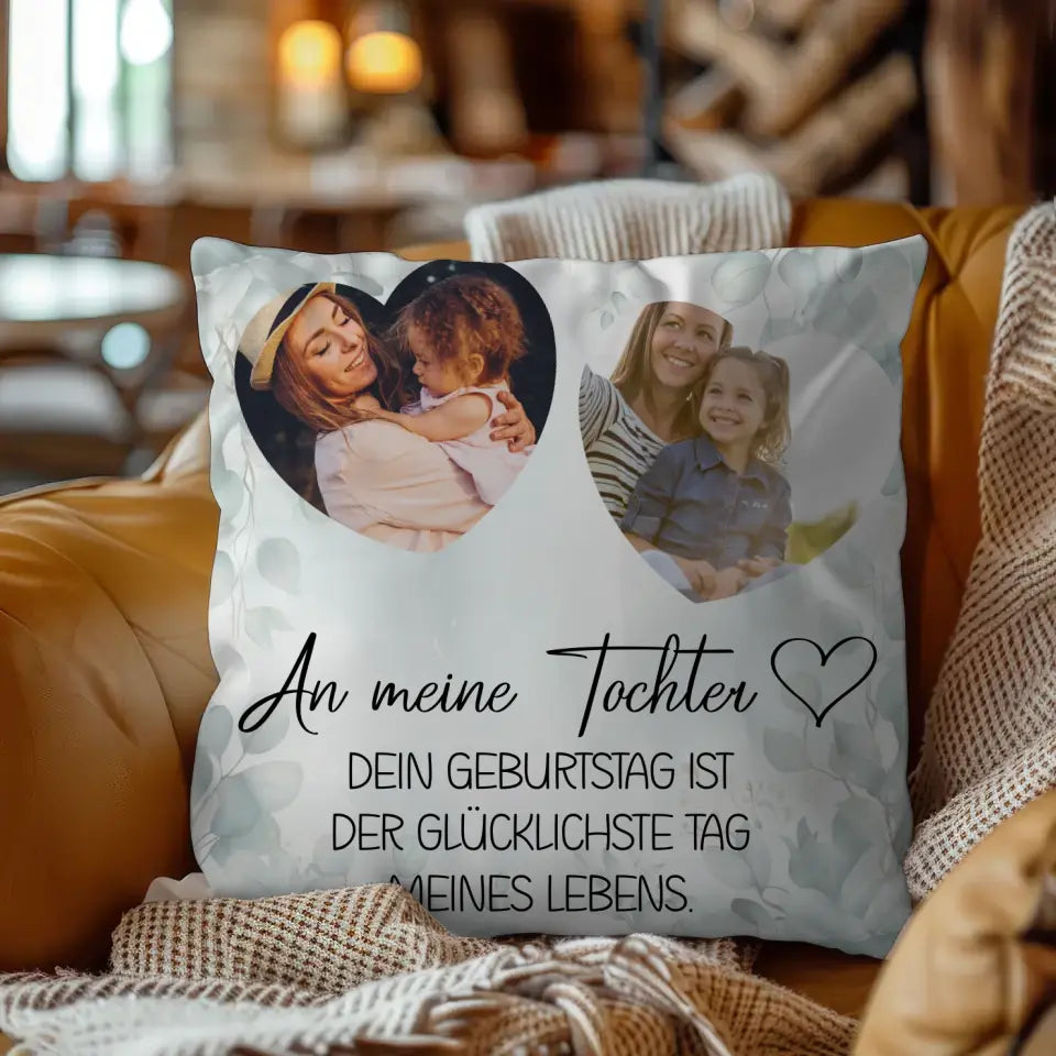 Kissen Personalisiert Mama für Muttertag mit 2 Fotos und Wunschtext