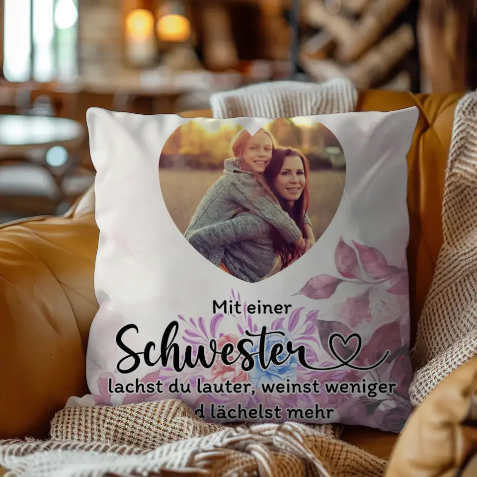 Foto Kissen Schwester Zum Geburtstag für Herz Foto Personalisiert 4