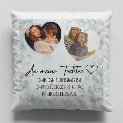 Kissen Personalisiert Mama für Muttertag mit 2 Fotos und Wunschtext