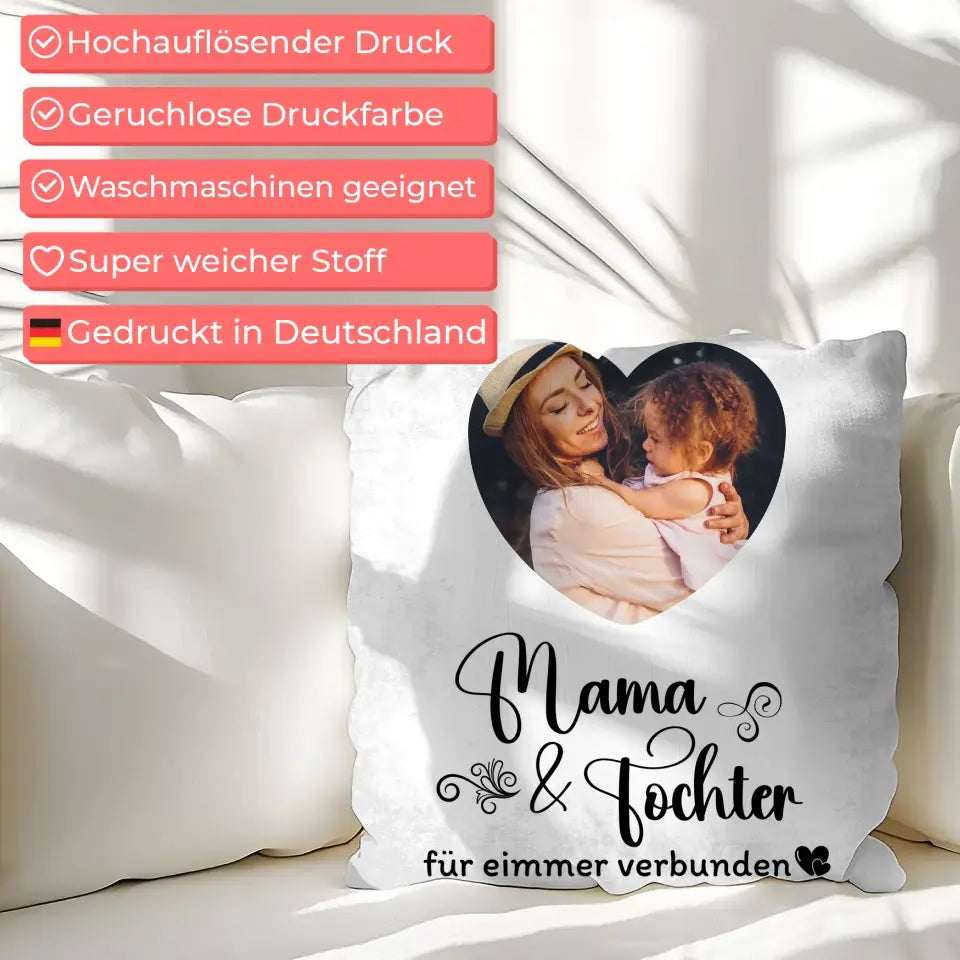 Personalisiertes Kissen Mama für Muttertag Für Herz Foto und Spruch