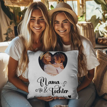 Personalisiertes Kissen Mama für Muttertag Für Herz Foto und Spruch