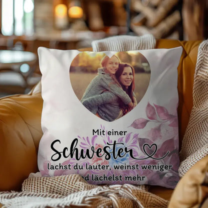 Foto Kissen Schwester Zum Geburtstag für Herz Foto Personalisiert 9