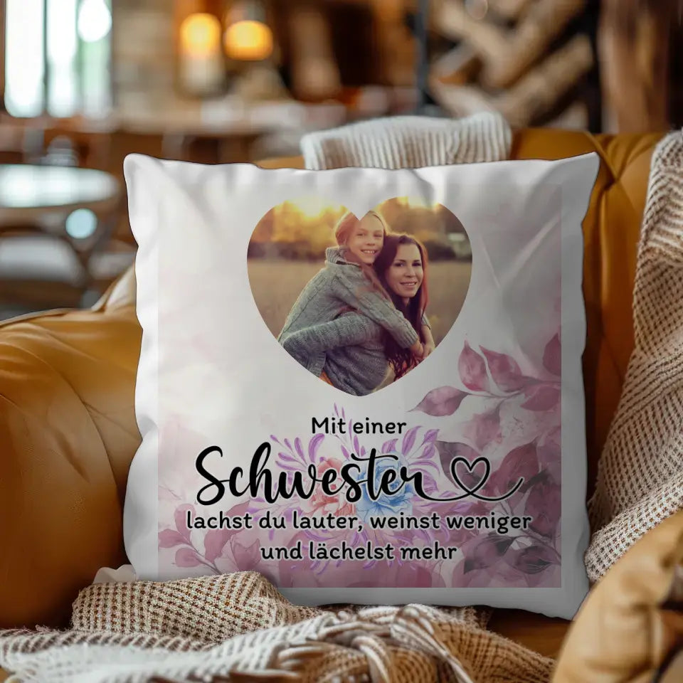 Foto Kissen Schwester Zum Geburtstag für Herz Foto Personalisiert