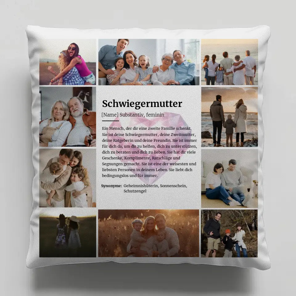 Schwiegermutter Definition Personalisiertes Fotokissen mit 10 Fotos