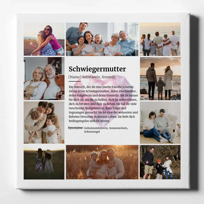 Definition Schwiegermutter Leinwand personalisiert 10 Fotos Kristall Herz