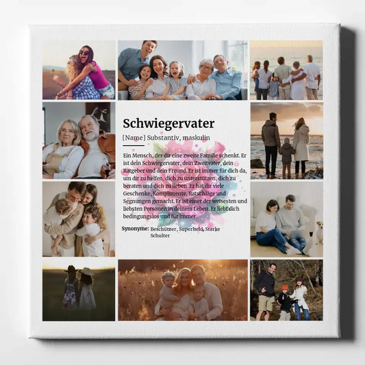 Definition Schwiegervater Leinwand personalisiert mit 10 Fotos