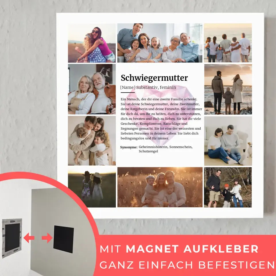 Schwiegermutter Definition Magnetisches Fotoboard 10 Fotos Kristall Herz