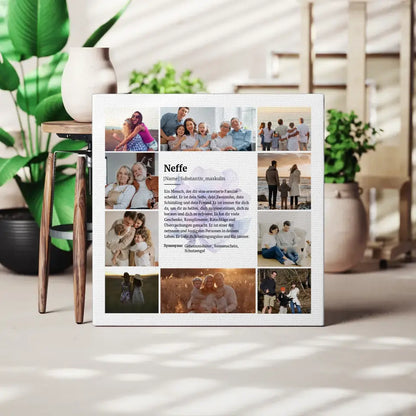 Definition Neffe Leinwand personalisiert für 10 Fotos Lila Blüte
