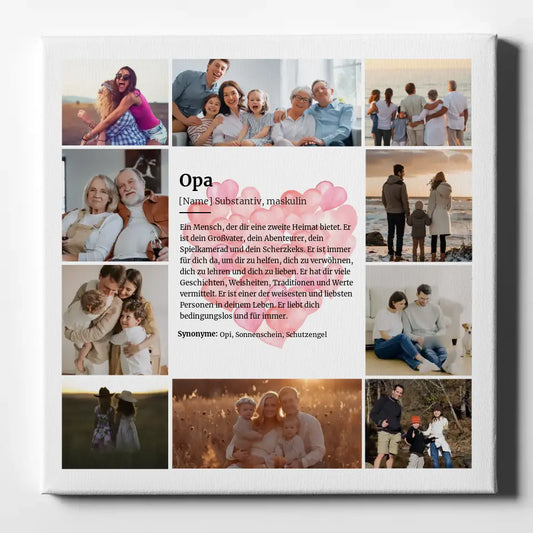 Definition Opa Leinwand personalisiert für 10 Fotos Herz Ballons