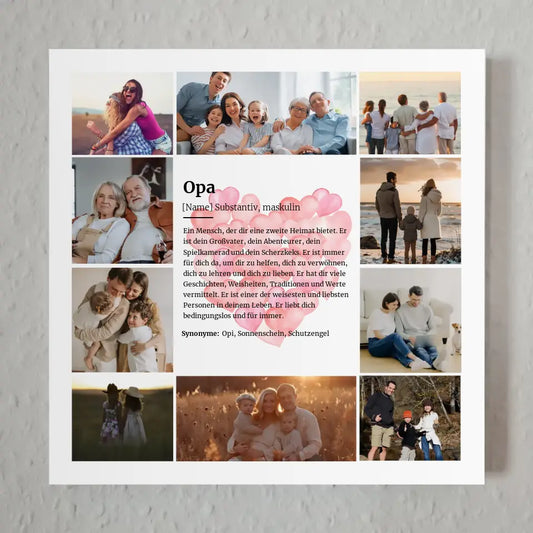 Opa Definition Personalisiertes Fotoboard für 10 Fotos Herz Ballons