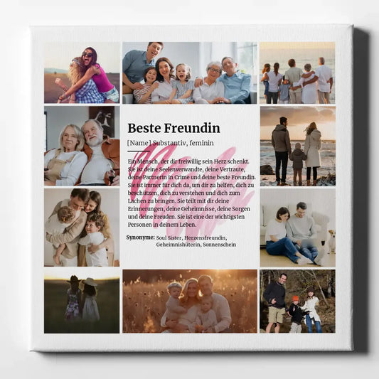 Definition Beste Freundin Fotocollage Leinwand personalisiert