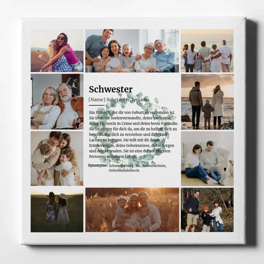 Definition Schwester Leinwand personalisiert Eukalyptus Kranz