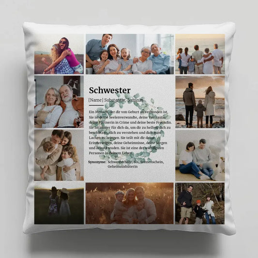 Schwester Definition Kissen mit Fotos für 10 Fotos Personalisiert