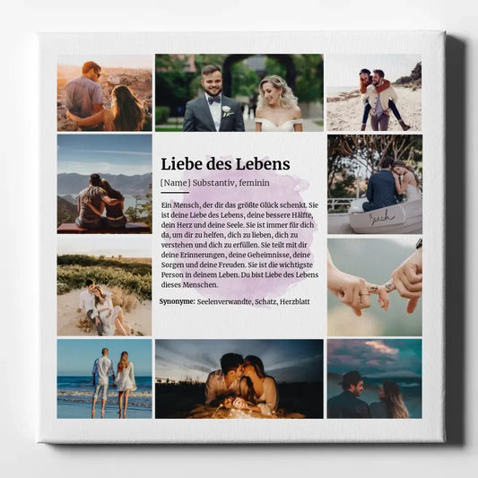 Definition Liebe des Lebens Leinwand personalisiert Watercolor Look