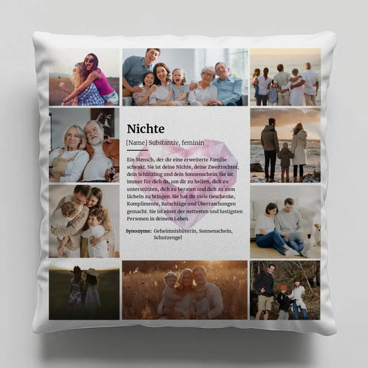 Nichte Definition Fotokissen Geschenk für 10 Fotos Personalisierbar 1