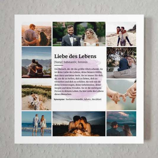 Liebe des Lebens Definition Magnetisches Fotoboard Watercolor Look