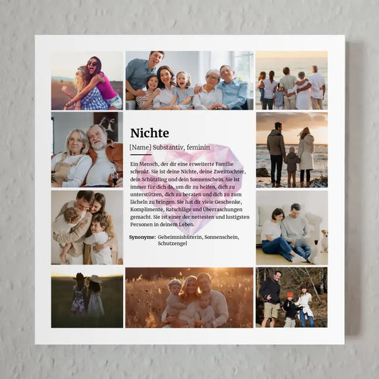 Nichte Definition Magnet Fotoboard für 10 Fotos Herz Kristall