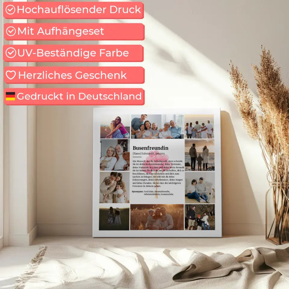 Definition Busenfreundin Leinwand personalisiert Herz Ballons