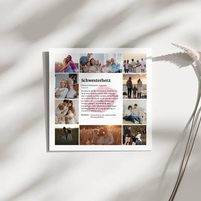 Schwesterherz Definition Fotoboard Personalisiert mit 10 Fotos Kuss