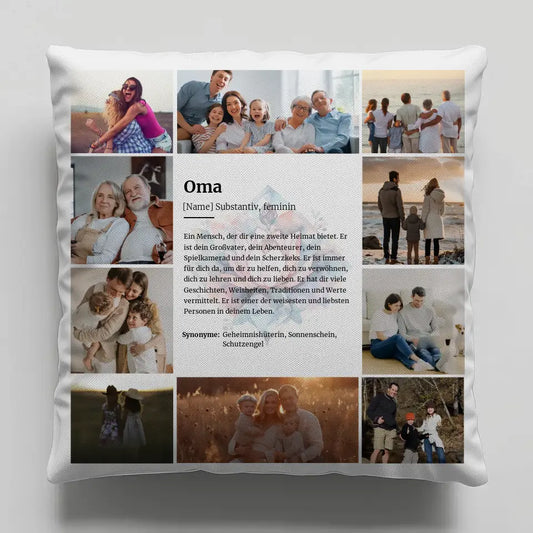 Oma Definition Kissen personalisiert für 10 Fotos Herzliches Geschenk