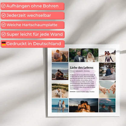 Liebe des Lebens Definition Magnetisches Fotoboard Watercolor Look