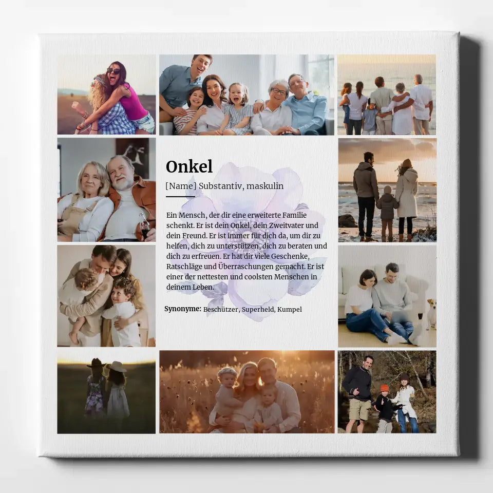 Definition Onkel Fotocollage Leinwand personalisiert mit 10 Fotos