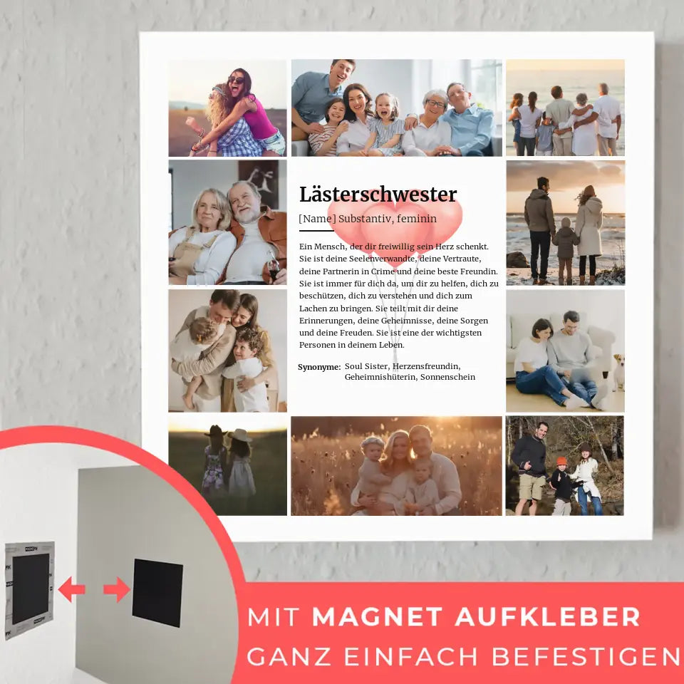 Lästerschwester Definition Magnet Fotoboard 10 Fotos Herzen Ballons