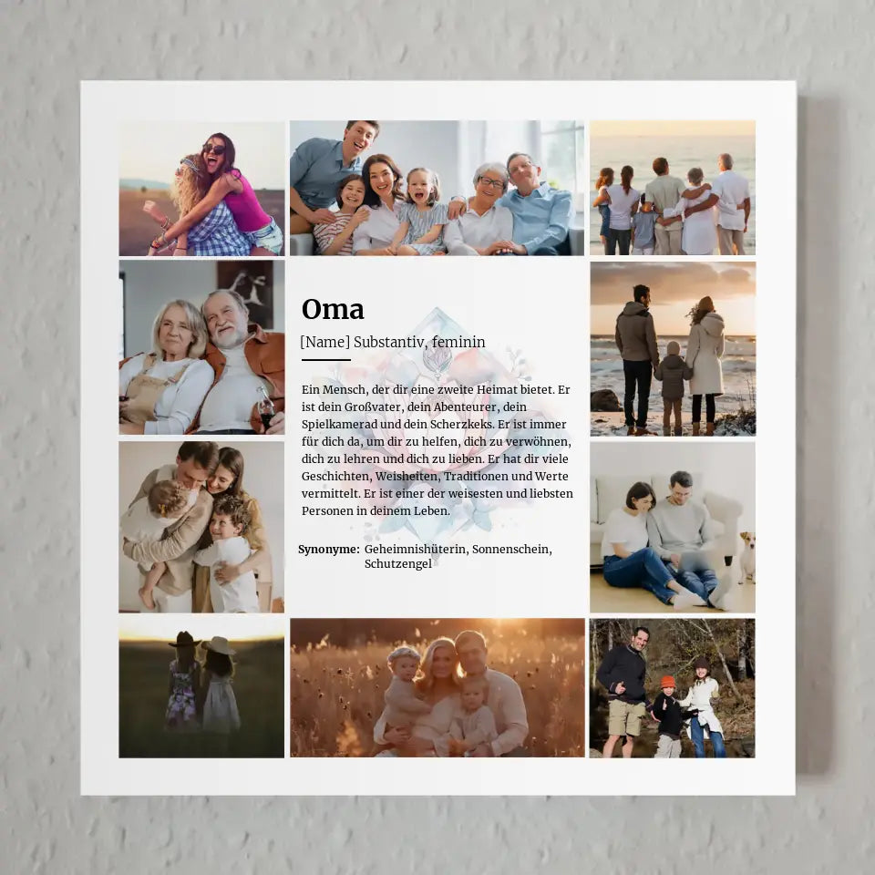 Oma Definition Magnetisches Wandbild für 10 Fotos Herzliches Geschenk