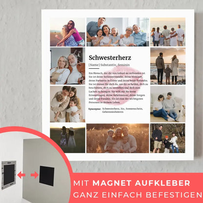 Schwesterherz Definition Fotoboard Personalisiert mit 10 Fotos Kuss