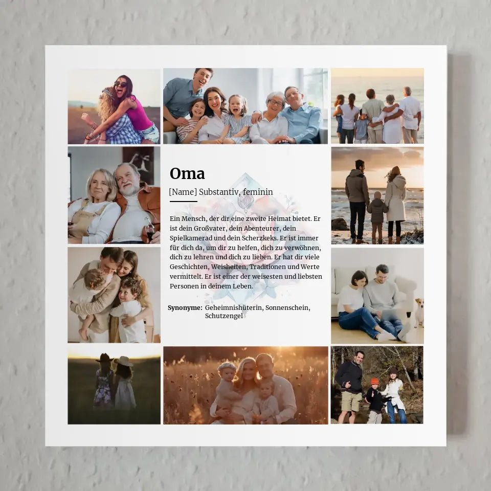 Oma Definition Magnetisches Wandbild für 10 Fotos Herzliches Geschenk