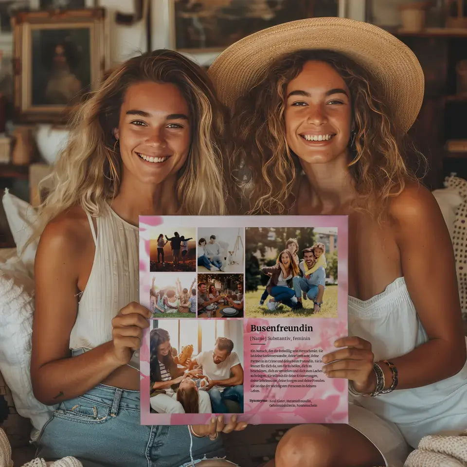 Fotocollage Leinwand personalisiert Busenfreundin Definition für 6 Fotos