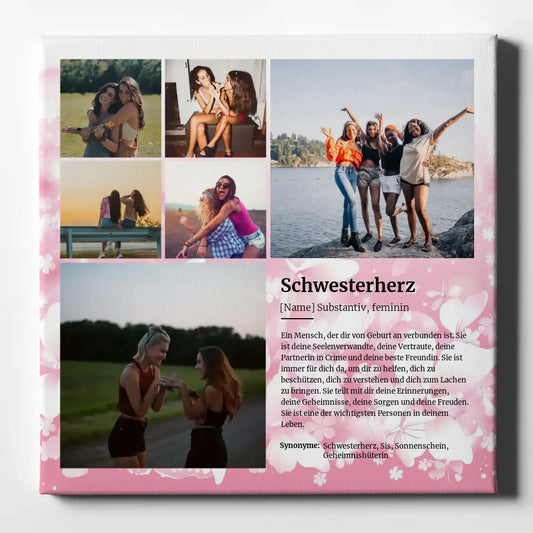 Individuelle Leinwand  Schwesterherz Definition für 6 Fotos Geschenk
