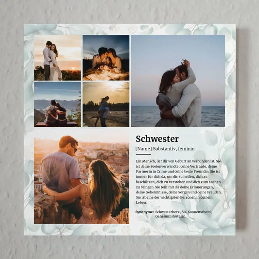 Definition Schwester Personalisiertes Fotoboard mit 6 Fotos