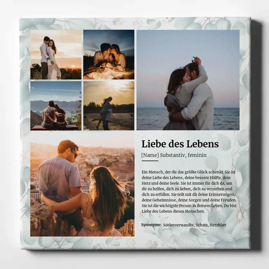 Leinwand Collage Liebe des Lebens Definition für 6 Fotos Personalisiert