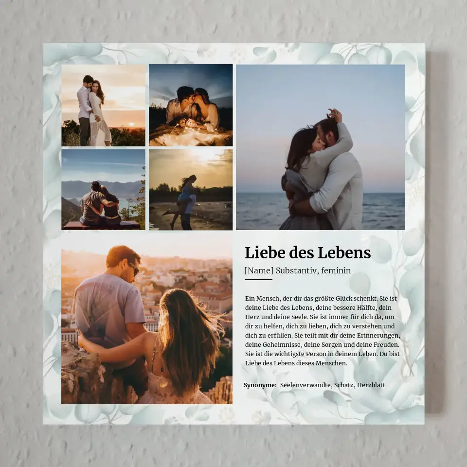 Definition Liebe des Lebens Magnetisches Fotoboard für 6 Fotos