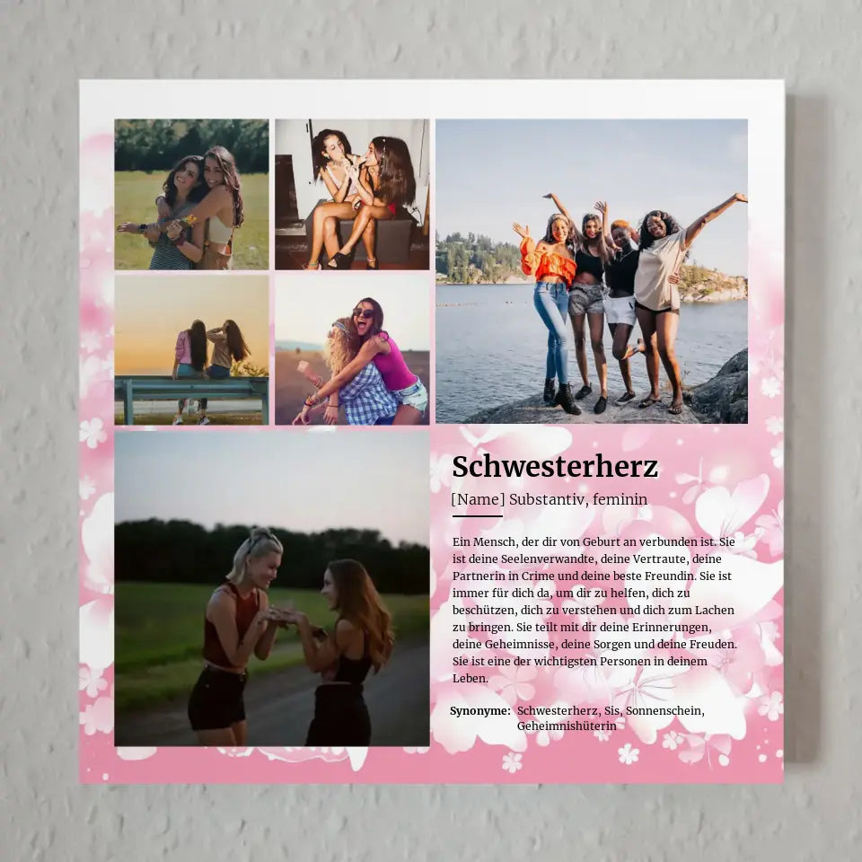 Definition Schwesterherz Fotoboard Personalisiert für 6 Fotos