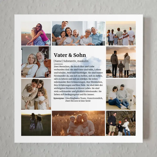 Vater & Sohn Definition Personalisiertes Fotoboard 10 Fotos Lila Herz