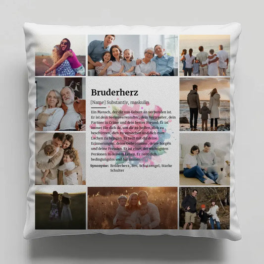 Bruderherz Definition Kissen mit Fotos für 10 Fotos Personalisiert 1