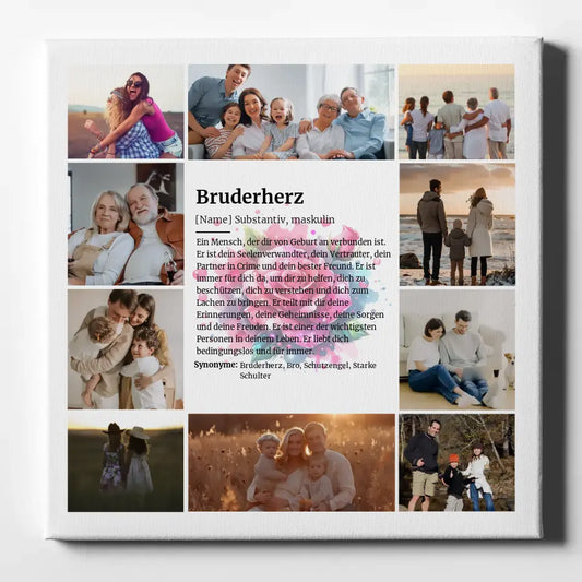 Definition Bruderherz Foto Leinwand personalisiert 10 Fotos Bunte Rose