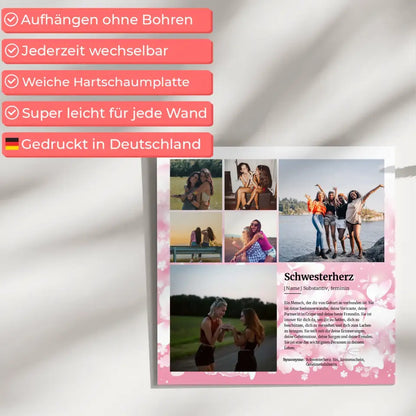 Definition Schwesterherz Fotoboard Personalisiert für 6 Fotos