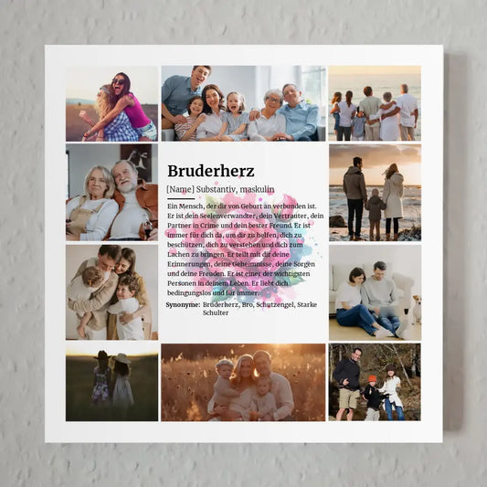 Bruderherz Definition Magnetisches Wandbild für 10 Fotos Bunte Rose