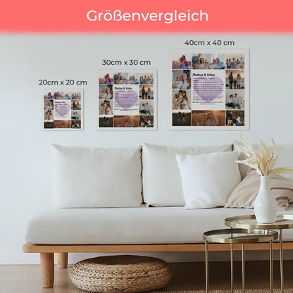 Mutter & Sohn Definition Fotoboard Personalisiert 10 Fotos Herz Design