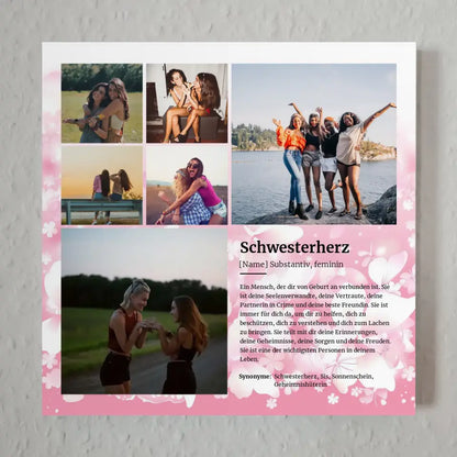 Definition Schwesterherz Fotoboard Personalisiert für 6 Fotos